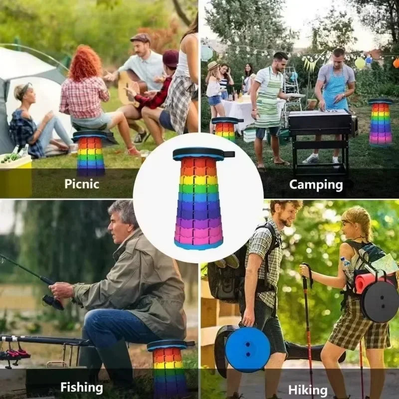 Portable Folding Telescopic Chair – Lightweight Adjustable Height Compact Stool for Camping, Fishing, Hiking & Travel